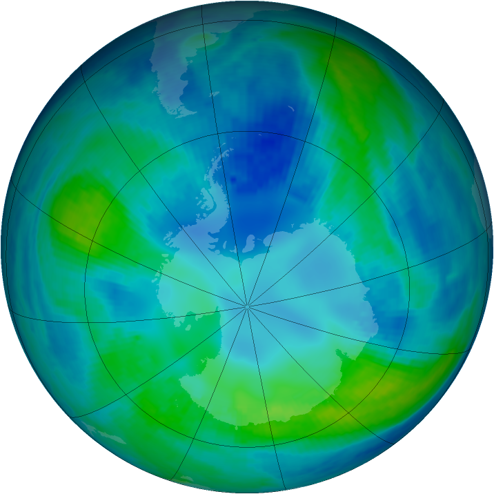 Antarctic ozone map for 27 April 1999